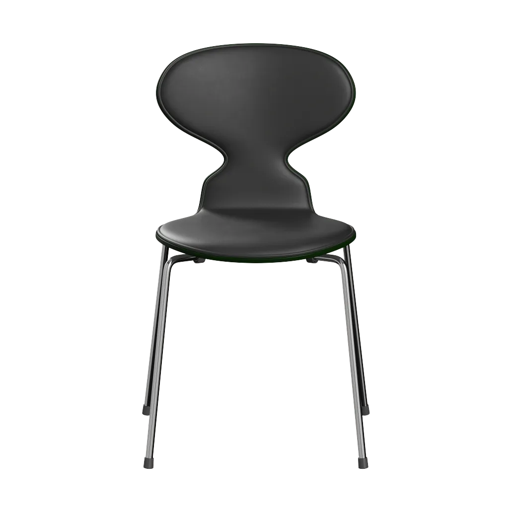 Myran 3101 framsidesklädd, Essential black läder-kromstativ Fritz Hansen