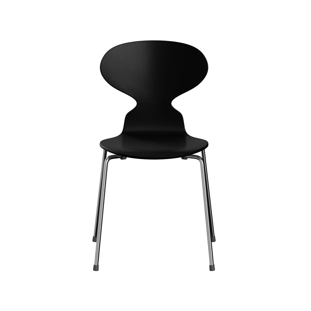 Myran 3101 stol, Svart, lackad, kromat stålstativ Fritz Hansen
