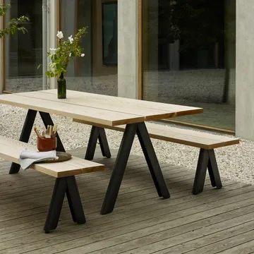Overlap bänk - cederträ, hunter green stativ - Fritz Hansen