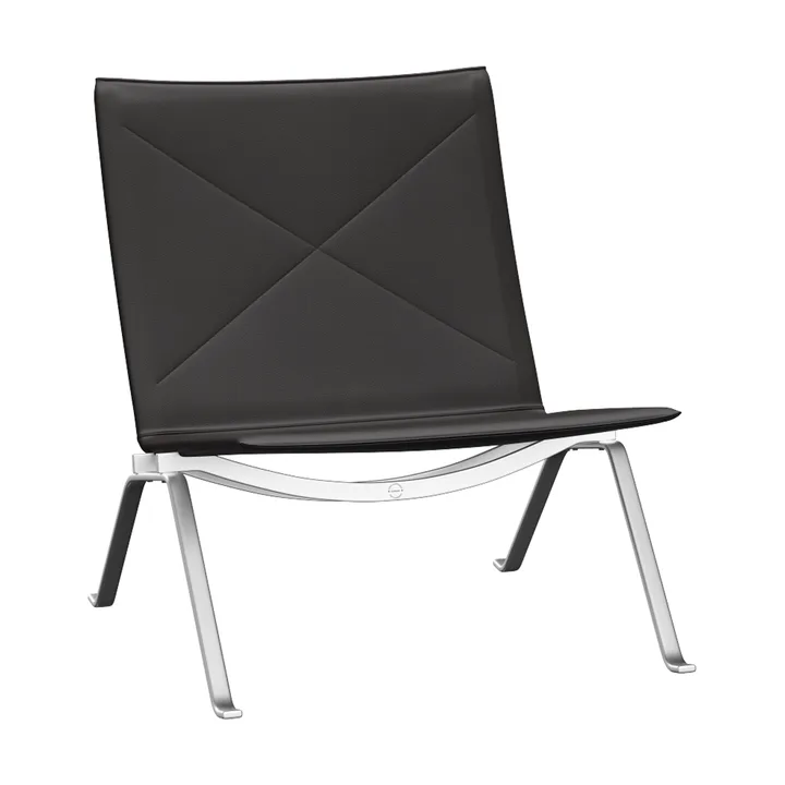PK22 fåtölj - Aura black brown läder-rostfritt stål - Fritz Hansen