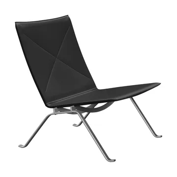 PK22 fåtölj - Aura black läder-rostfritt stål - Fritz Hansen