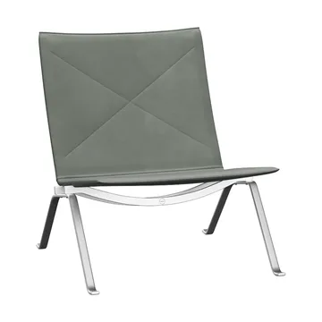PK22 fåtölj - Grace concrete grey läder-rostfritt stål - Fritz Hansen