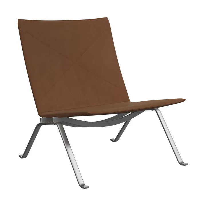 PK22 fåtölj - Haze walnut läder-rostfritt stål - Fritz Hansen