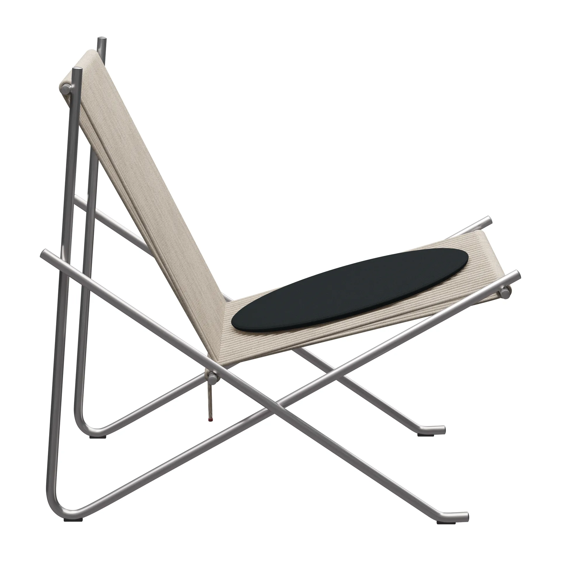 PK4 loungestol med dyna, Rostfritt stål-natur-svart Fritz Hansen