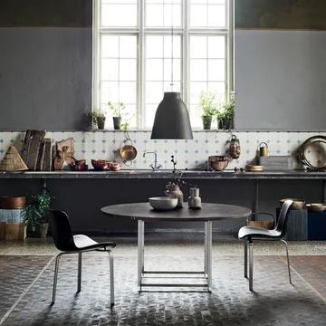 PK54 bord Ø140 cm - Marble grey brown-steel - Fritz Hansen