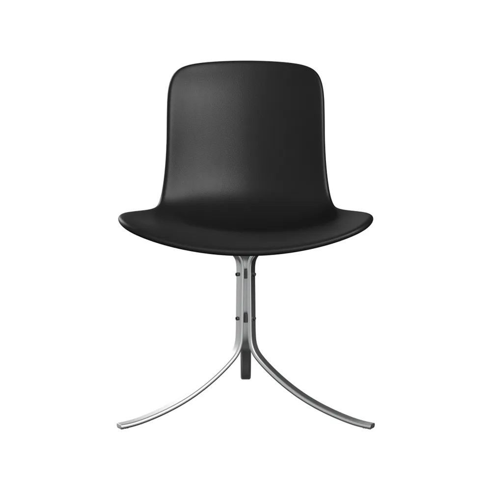 PK9 stol, Leather aura black-steel Fritz Hansen