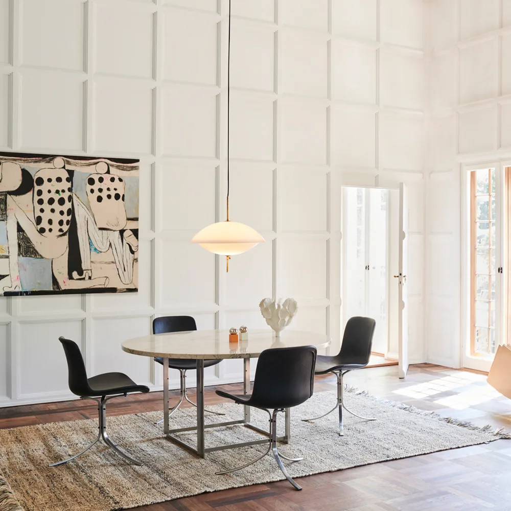 PK9 stol, Leather aura walnut-steel Fritz Hansen