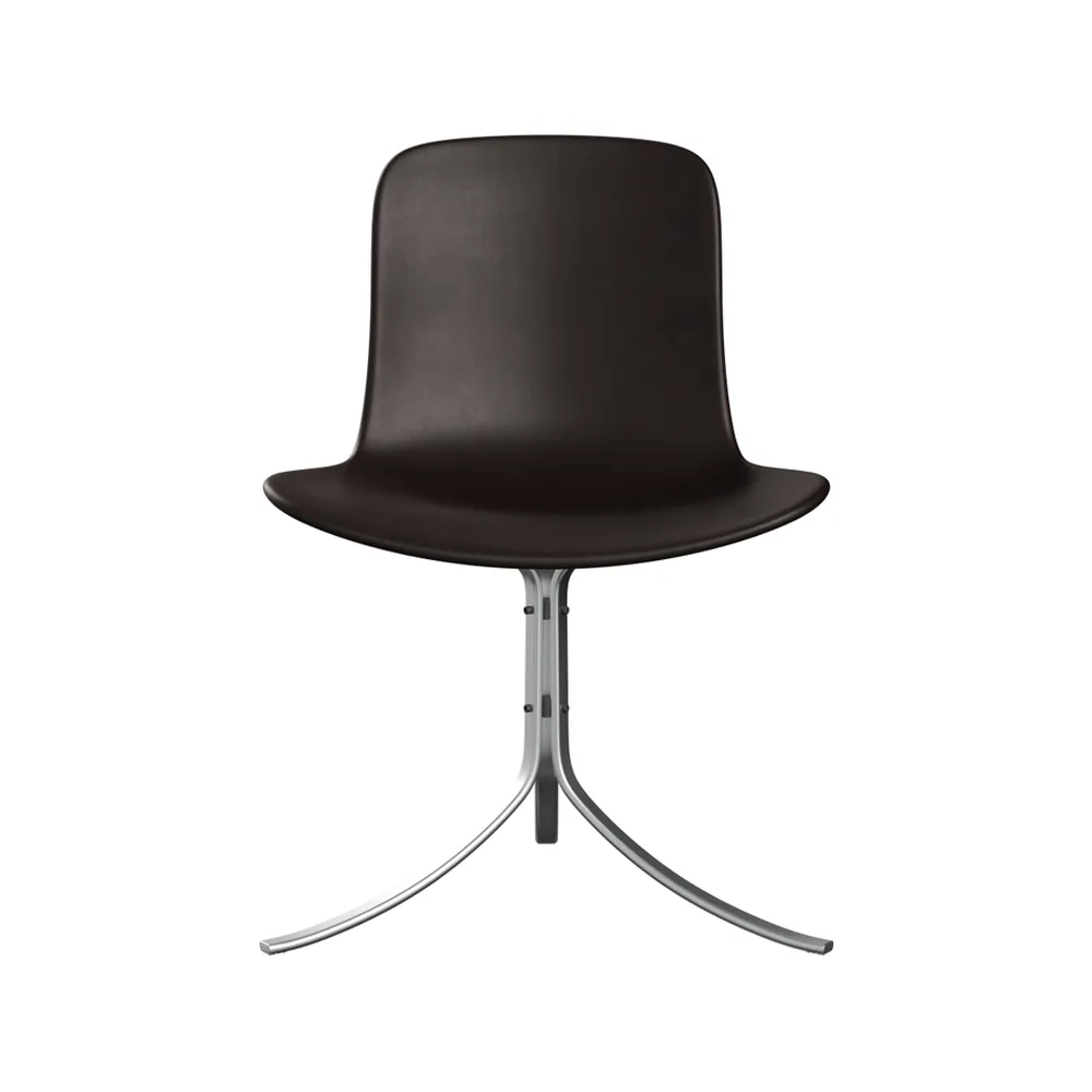 PK9 stol, Leather grace dark brown-steel Fritz Hansen