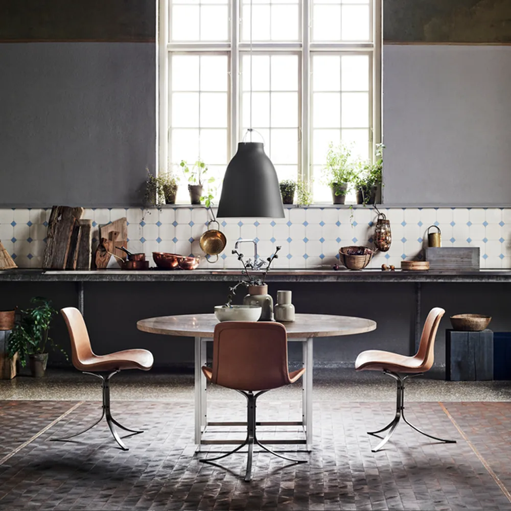 PK9 stol, Leather natural-steel Fritz Hansen