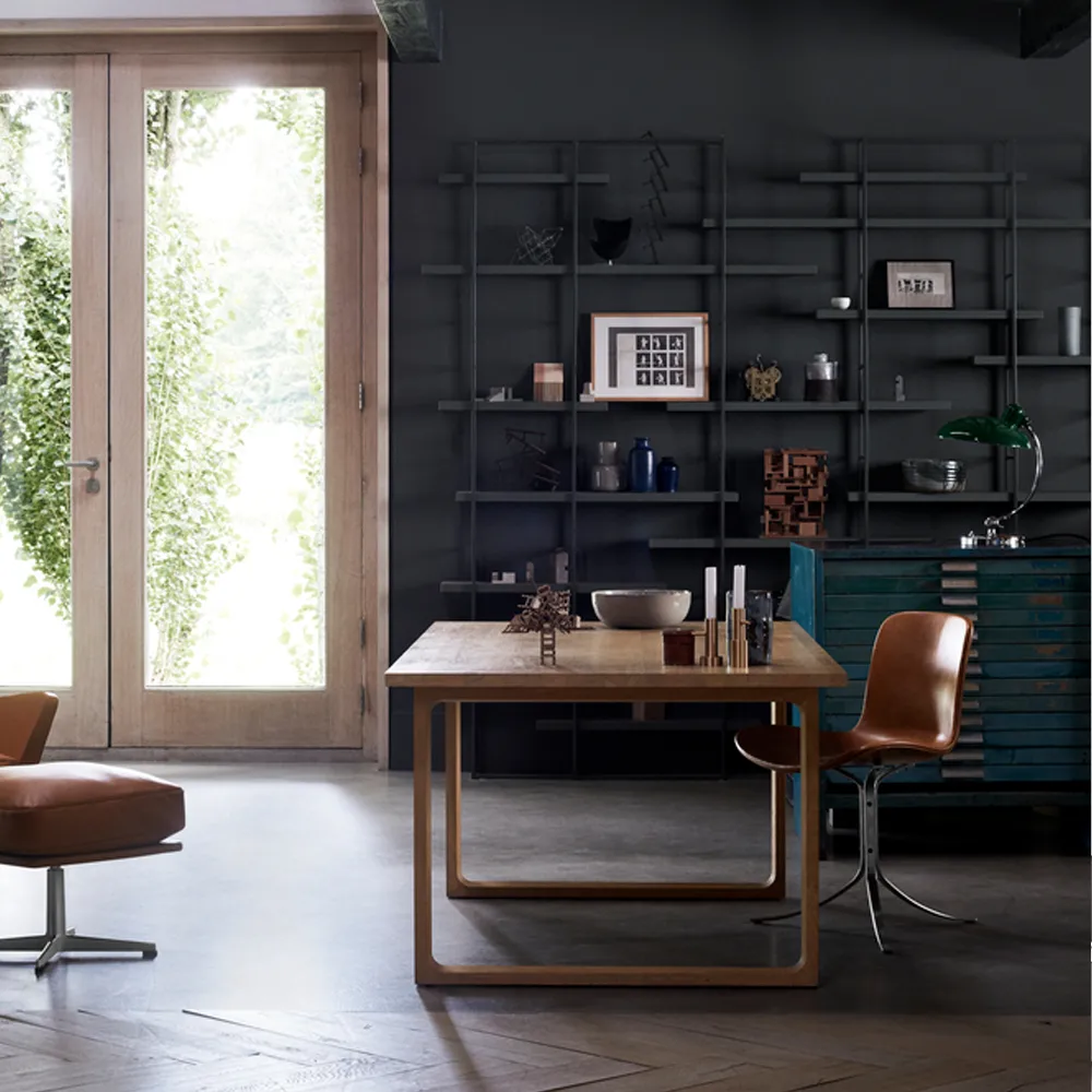 PK9 stol, Leather natural-steel Fritz Hansen