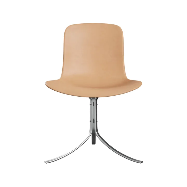 PK9 stol - Leather natural-steel - Fritz Hansen
