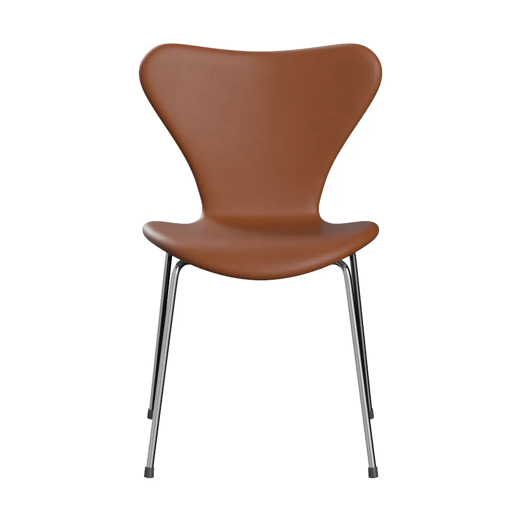 Sjuan 3107 helklädd stol, Essential walnut (brun) läder-kromat stålstativ Fritz Hansen