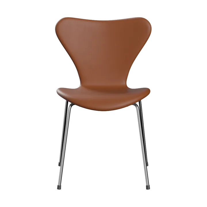 Sjuan 3107 helklädd stol - Essential walnut (brun) läder-kromat stålstativ - Fritz Hansen
