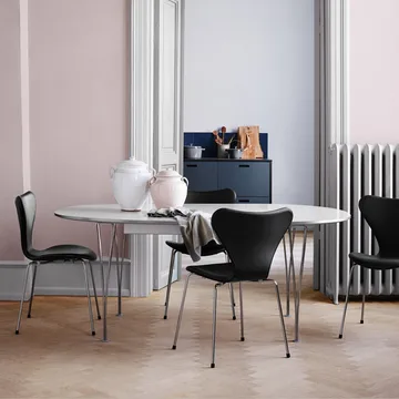 Sjuan 3107 stol - Dusk blue-färgad ask-kromat stålstativ - Fritz Hansen