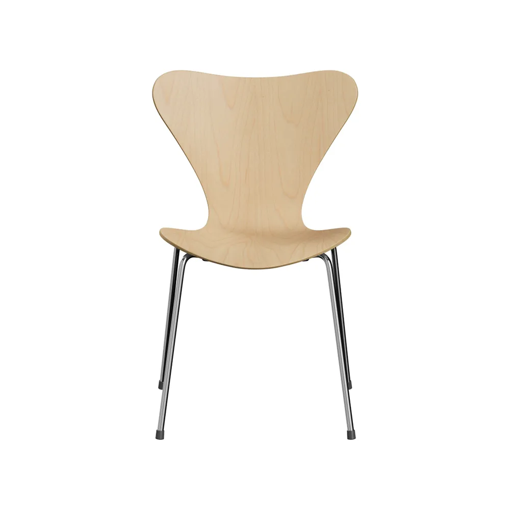 Sjuan 3107 stol, Lönn-klarlackad-kromat stålstativ Fritz Hansen