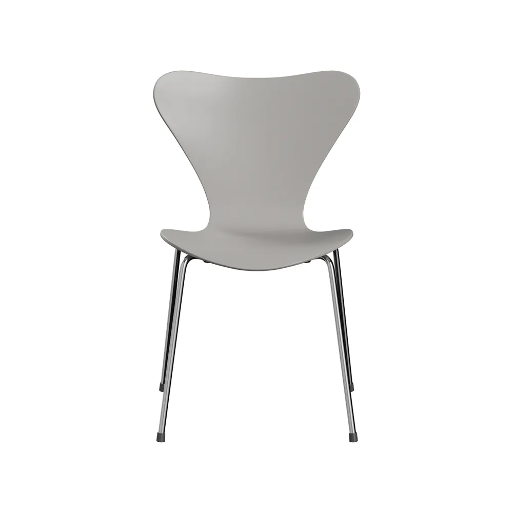 Sjuan 3107 stol, Nine grey-lackad-kromat stålstativ Fritz Hansen