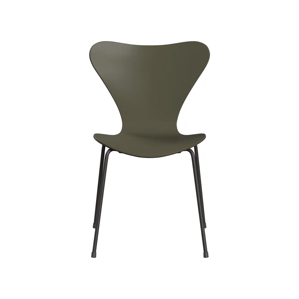 Sjuan 3107 stol, Olive green-lackad-grafitgrått stativ Fritz Hansen