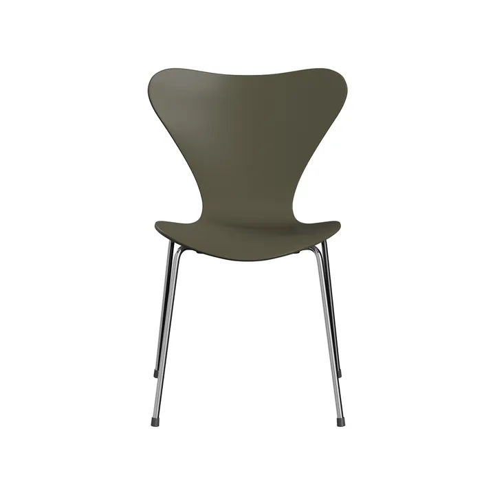 Sjuan 3107 stol - Olive green-lackad-kromat stålstativ - Fritz Hansen