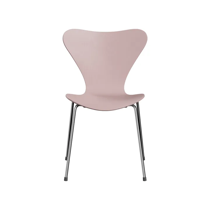Sjuan 3107 stol - Pale rose-färgad ask-kromat stålstativ - Fritz Hansen
