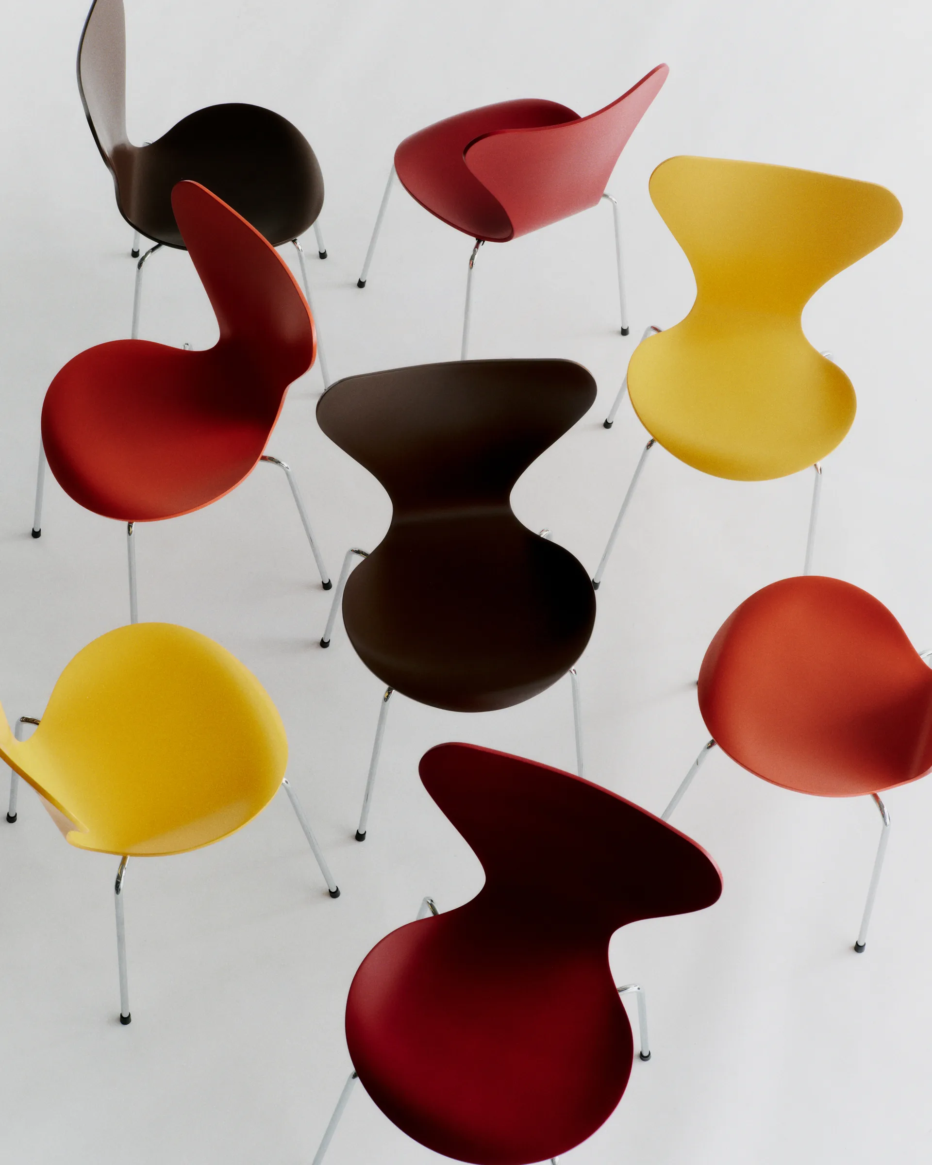 Sjuan 3107 stol, Red-rostfritt stål Fritz Hansen