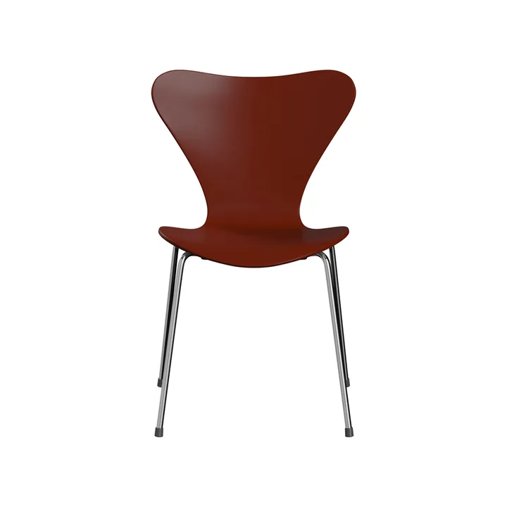 Sjuan 3107 stol - Venetian red-lackad-kromat stålstativ - Fritz Hansen
