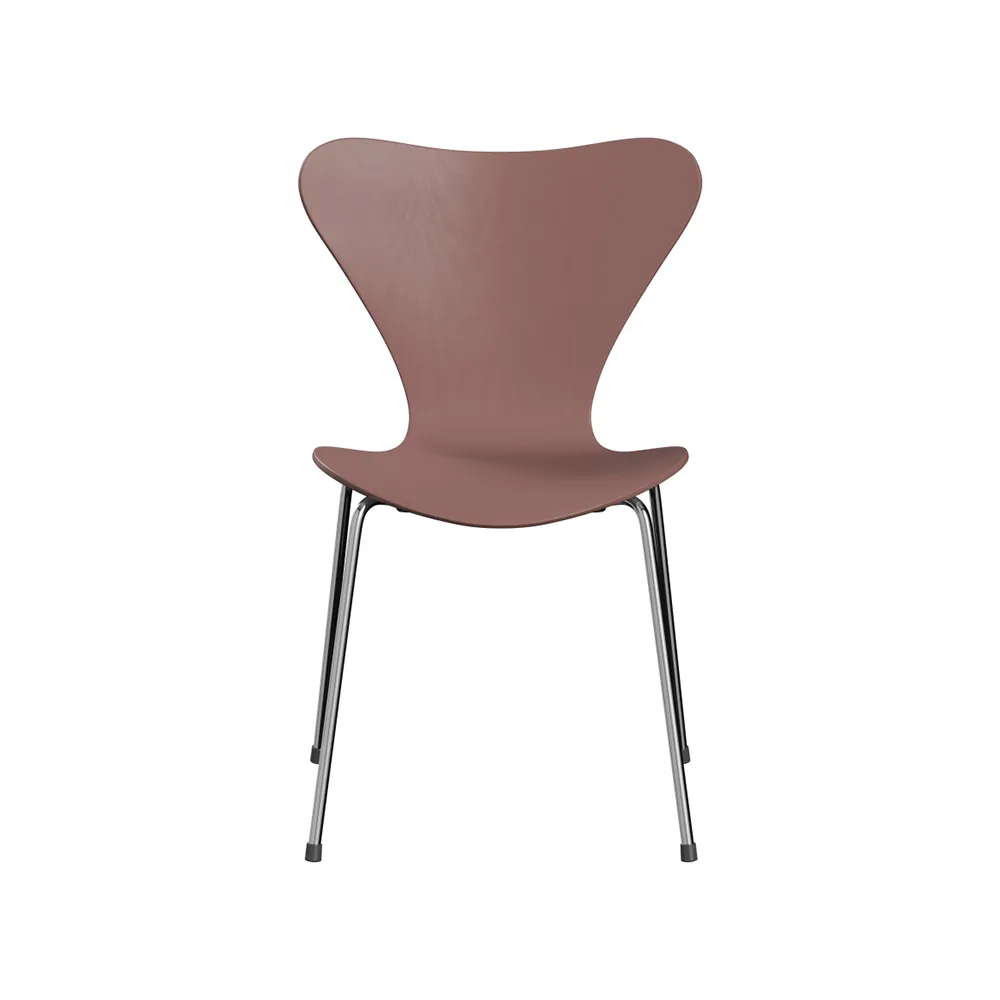 Sjuan 3107 stol, Wild rose-färgad ask-kromat stålstativ Fritz Hansen