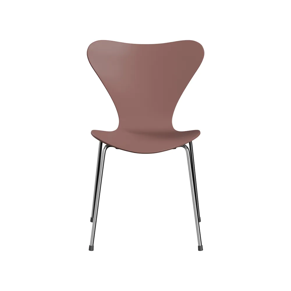 Sjuan 3107 stol, Wild rose-lackad-kromat stålstativ Fritz Hansen