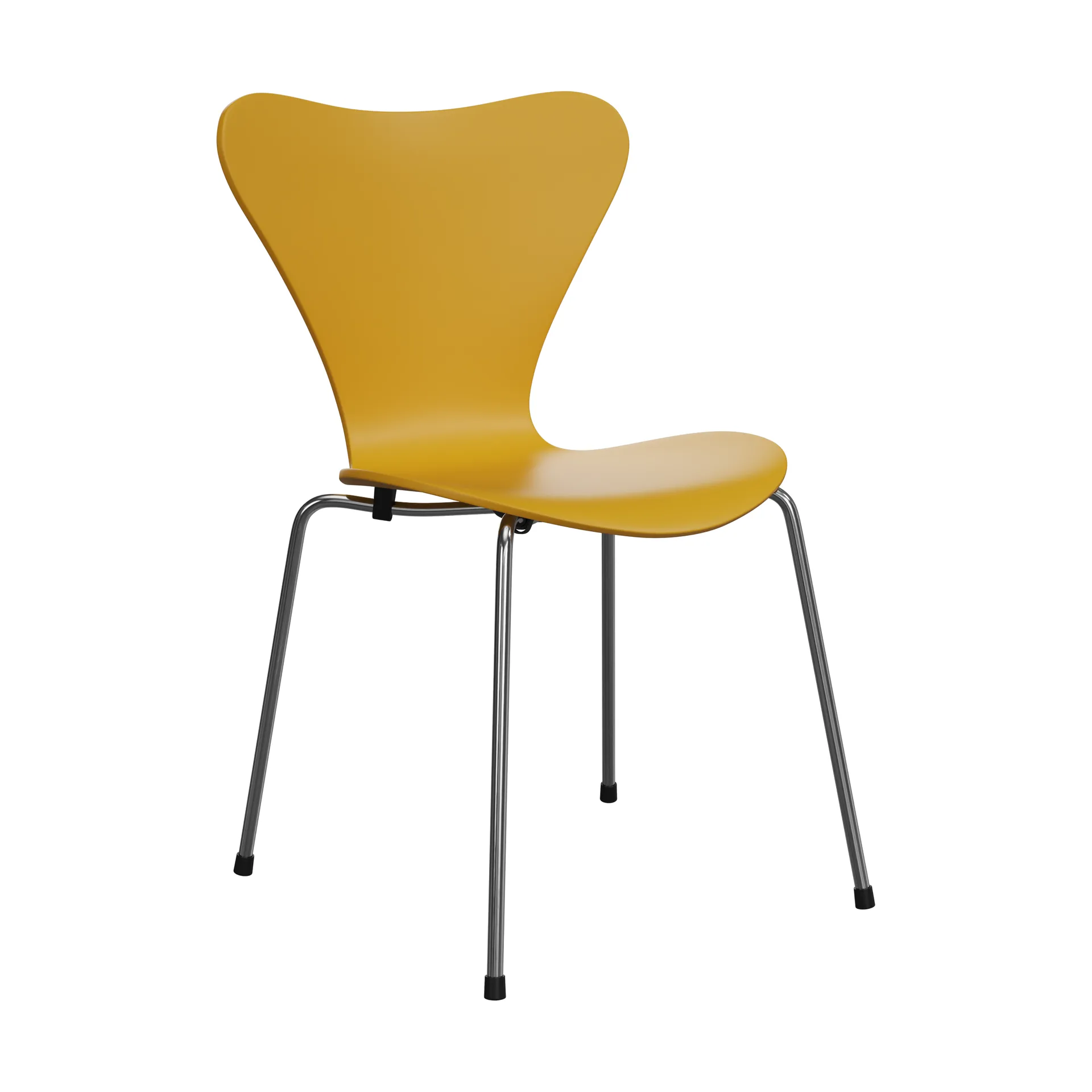 Sjuan 3107 stol, Yellow-rostfritt stål Fritz Hansen