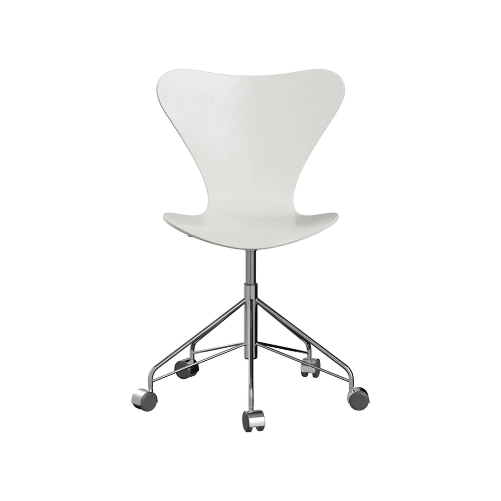 Sjuan 3117 kontorsstol hårda hjul, Coloured ash white-chrome Fritz Hansen