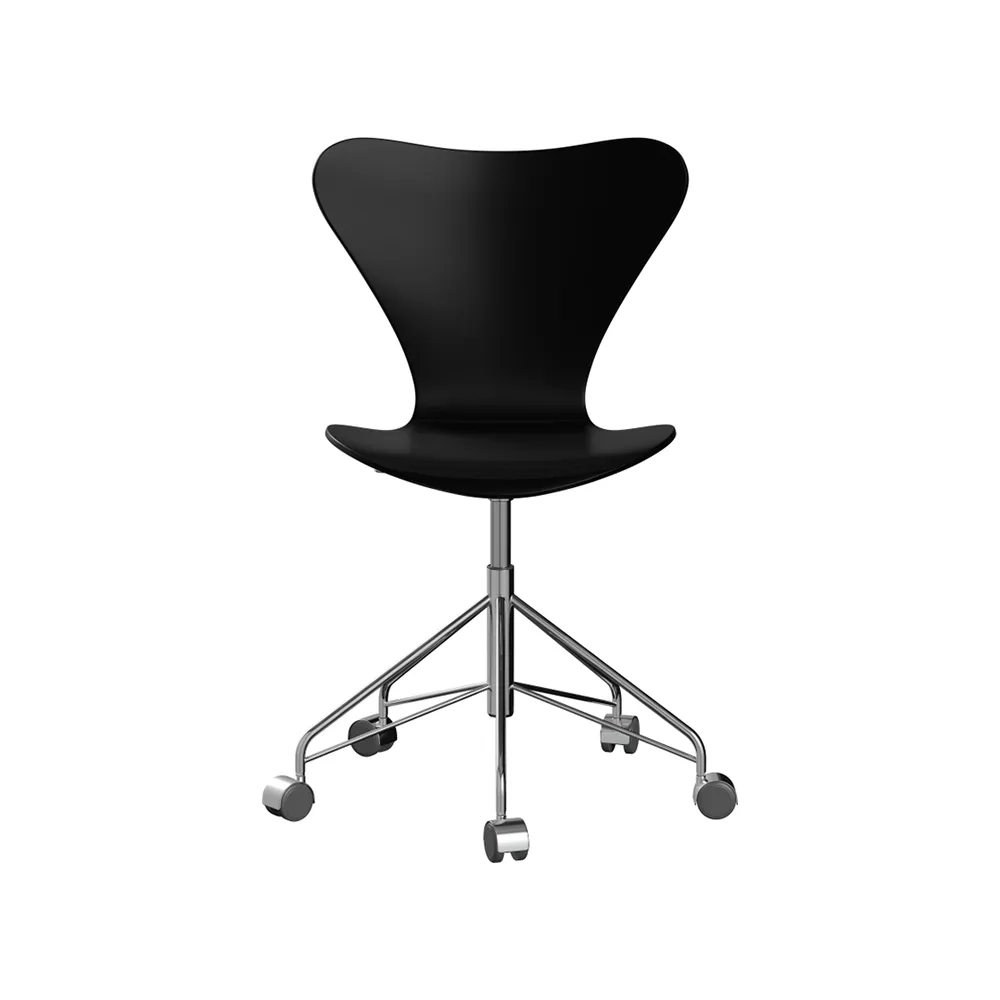 Sjuan 3117 kontorsstol hårda hjul, Lacquered beech black-chrome Fritz Hansen
