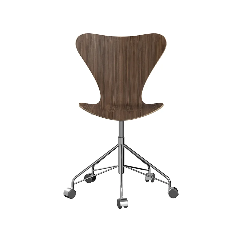 Sjuan 3117 kontorsstol mjuka hjul, Lacquered walnut-chrome Fritz Hansen