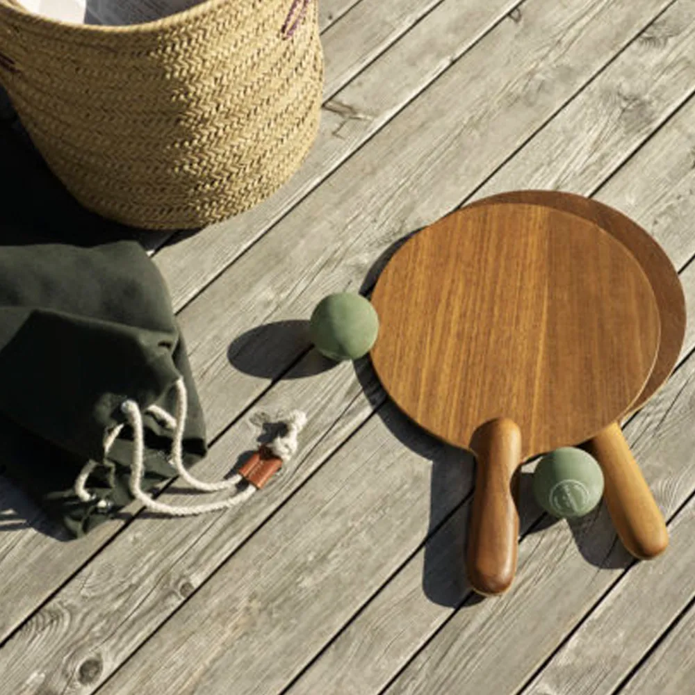 Strandtennis-set spel, teak, 2 rack & 2 bollar Fritz Hansen