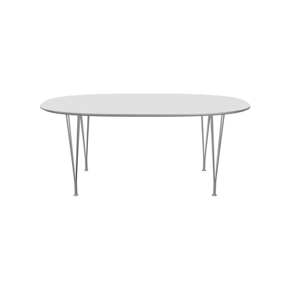 Superellips B613 matbord, White laminate-chrome Fritz Hansen