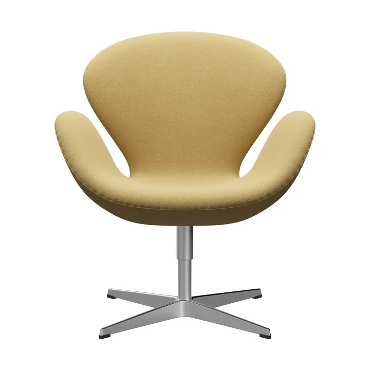 Svanen 3320 fåtölj - Acca Camel (gul)-borstad aluminium - Fritz Hansen
