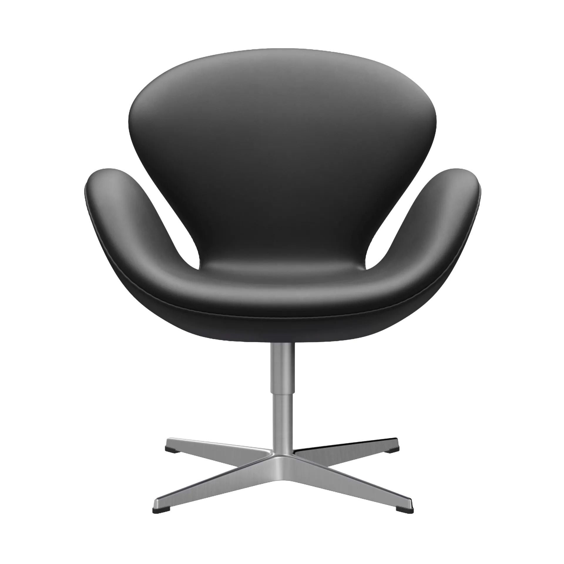 Svanen 3320 fåtölj, Essential läder black-borstad aluminium Fritz Hansen