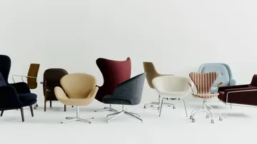 Svanen 3320 fåtölj - Grace läder walnut-borstad aluminium - Fritz Hansen