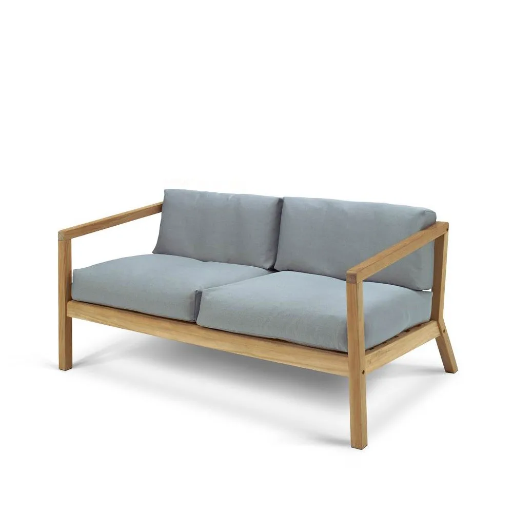 Virkelyst soffa 2-sits teak, Tyg outdoor textile ash Fritz Hansen