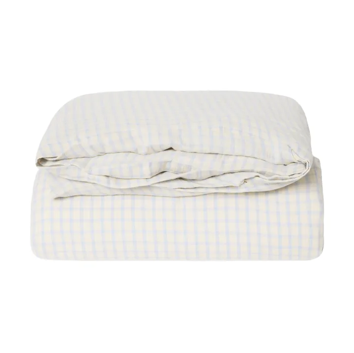 Gingham Sky Blue Muslin påslakan - 135x200 cm - Garbo&Friends