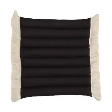 Garden Glory sittdyna med fransar - Svart, offwhite frans, 38x40 cm - Garden Glory
