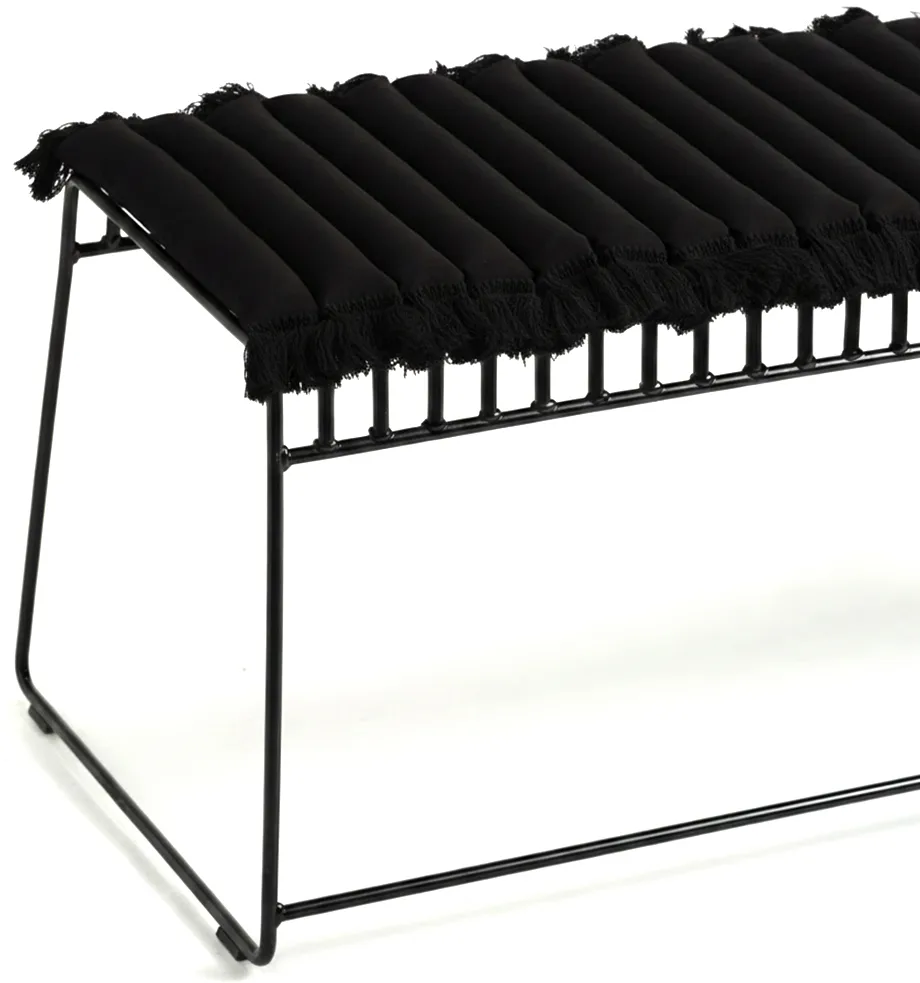 Garden Glory sittdyna med fransar, Svart, svart frans, 38x120 cm Garden Glory