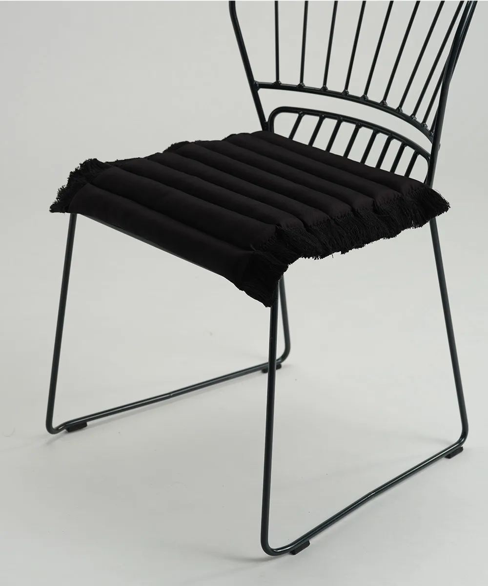 Garden Glory sittdyna med fransar, Svart, svart frans, 38x40 cm Garden Glory