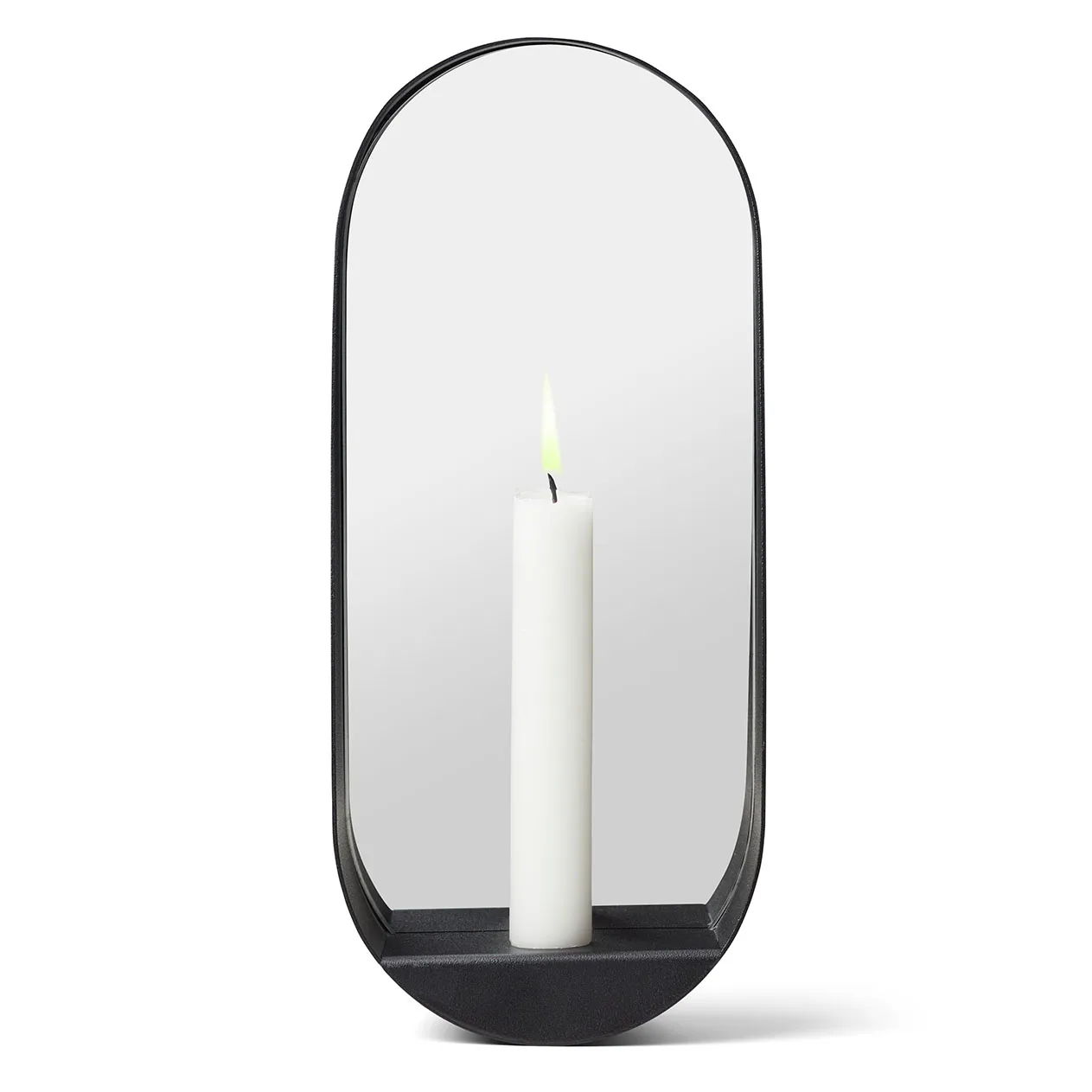 Glim spegel/ljusstake oval 12x28 cm, Svart Gejst