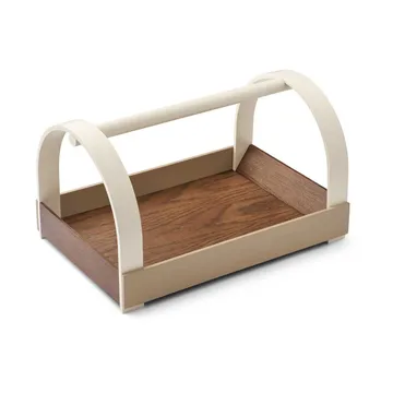 Kydo bricka med handtag 40,5x27x23,5 cm - Mörk ek-beige white - Gejst