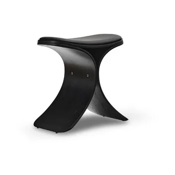 Luno pall 48x28x72 cm, Svart ek-svart läder Gejst
