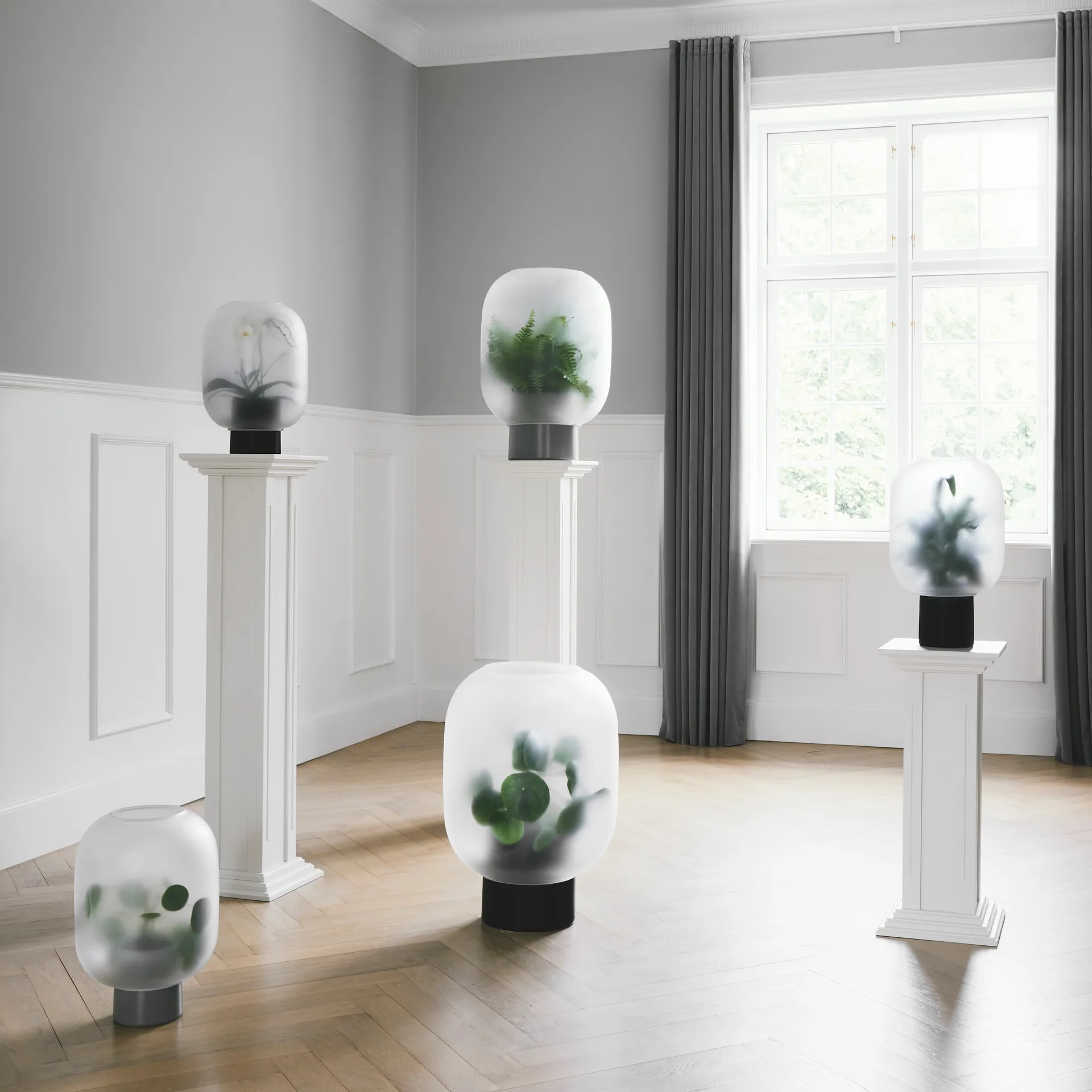 Nebl kruka med frostat glas stor Ø25 cm, Grå Gejst
