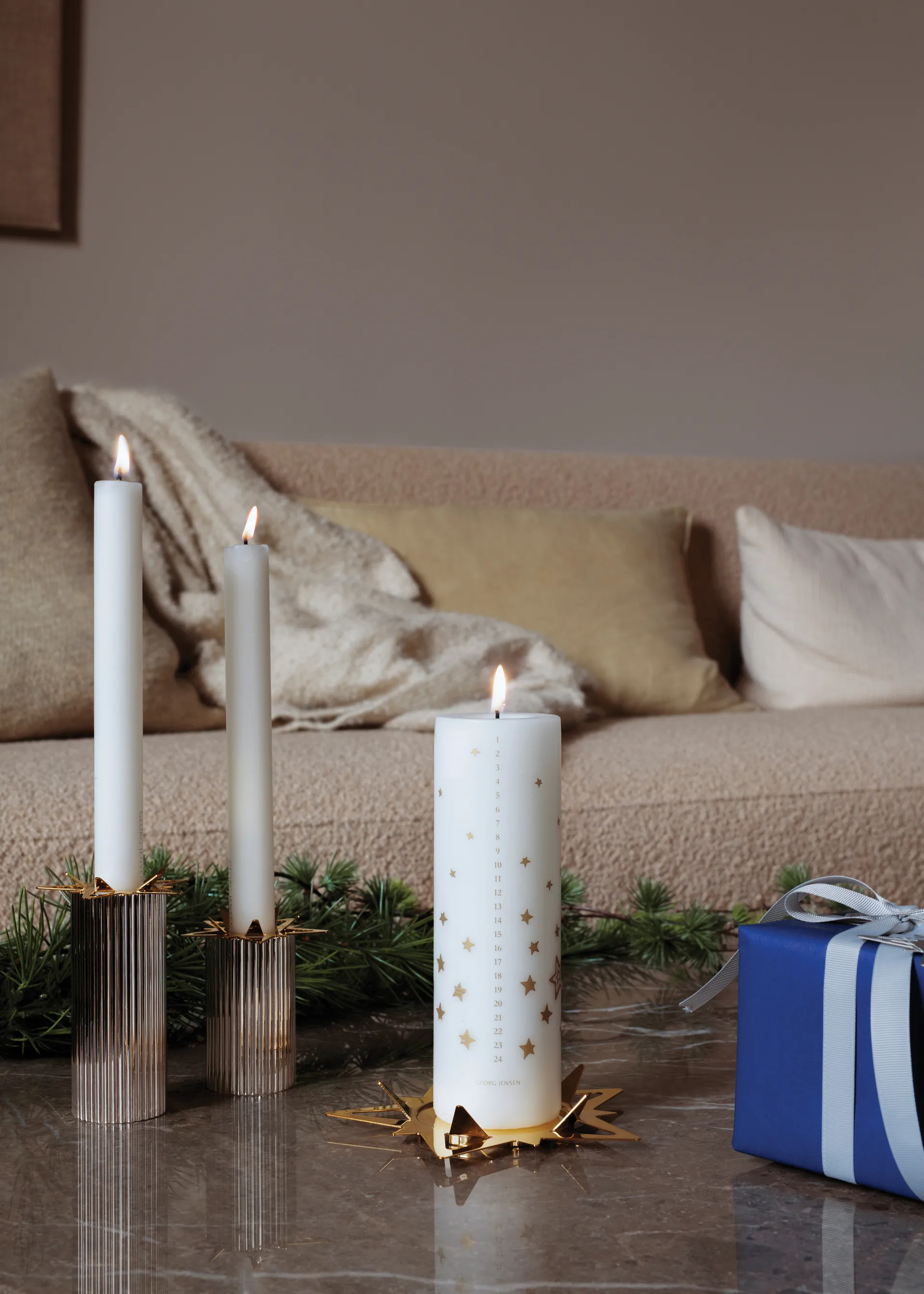 Classic christmas star blockljusstake Ø16 cm, Guld Georg Jensen