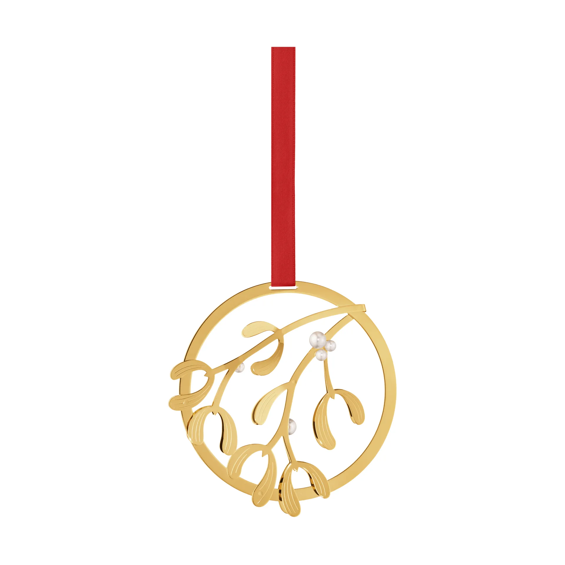 Georg Jensen julhänge mistel, Guldpläterad mässing Georg Jensen