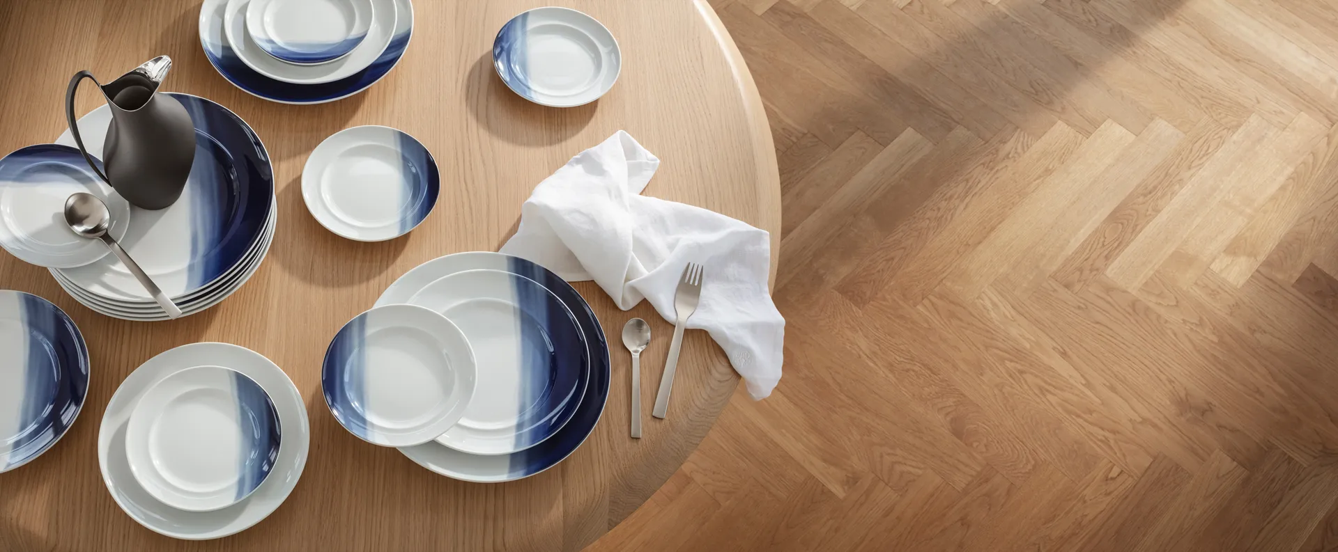 Koppel lunchtallrik dekor Ø22 cm, Vit-blå Georg Jensen