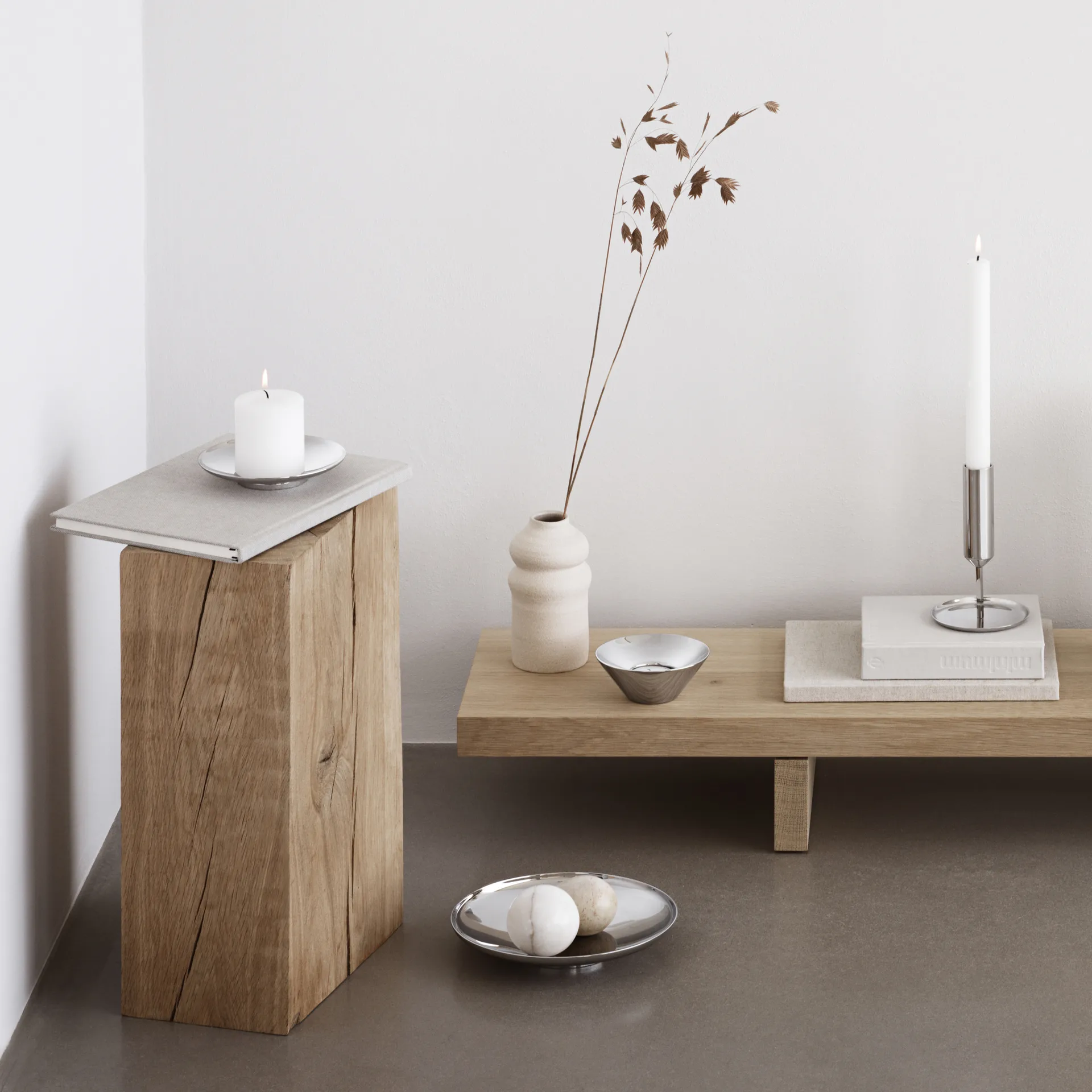 Tunes Pillar ljusstake Ø12,2 cm, Rostfritt stål Georg Jensen