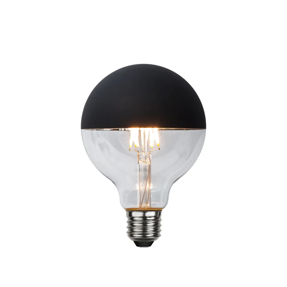 Glob LED ljuskälla, klar, toppförspeglad svart, e27, 2,8w e27, 4w Globen Lighting